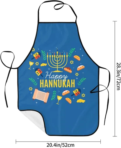 Miniatura 5 de Wishing Happy Hanukkah Delantales de cocina para chef, impermeable, ajustable, divertido delantal para barbacoa con bolsillos para hombres y mujeres