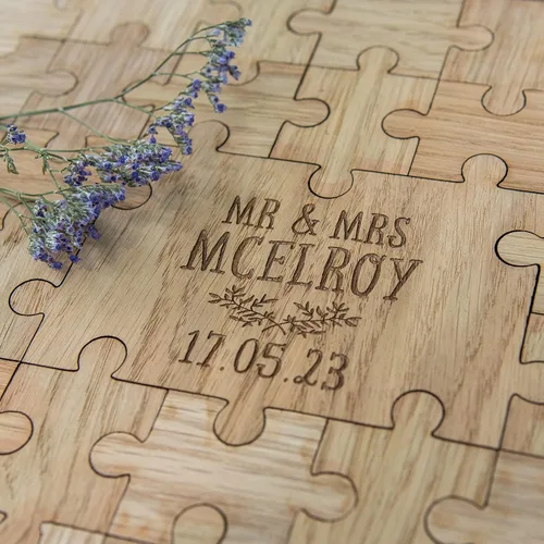 Miniatura 4 de Libro de invitados de boda, rompecabezas alternativo, libro de visitas personalizado, piezas de madera grabadas con láser para fiesta, compromiso