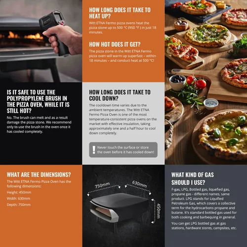 Miniatura 9 de Horno de pizza Witt ETNA Fermo galardonado – Horno de pizza tradicional – Calentamiento rápido a 932.0 °F, capacidad de 15.9 in, cocción de 60 negro