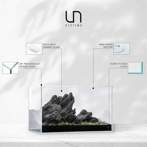 Miniatura 3 de UNS Acuario Ultra Claro Sin Borde - 25.6GAL 97.2L - 23.62x14.17x17.71 60x36x45 CM, Grosor de Vidrio de 6mm, Incluye Alfombrilla Nivelante