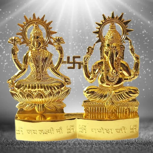 Miniatura 6 de Laxmi Ganesha Lakshmi Ganesha - Estatua de ídolo de Laxmi Ganesh Murti de 4 pulgadas para Mandir Home, regalo indio Diwali
