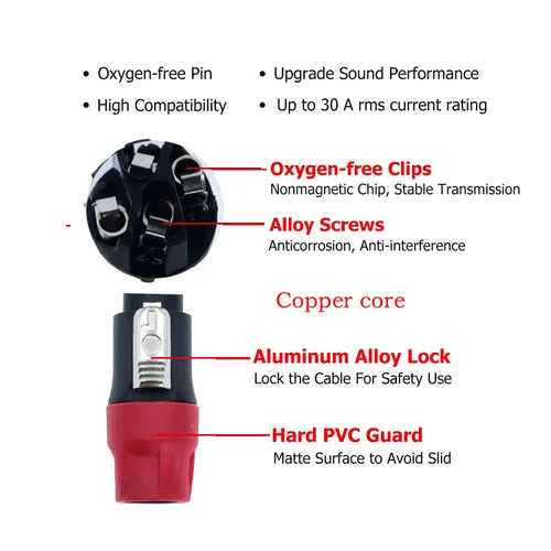 Miniatura 3 de Speak on Paquete de 2 cables de altavoz profesional Speakon a Speakon macho calibre de bloqueo de cable de cable de audio profesional de 12 AWG