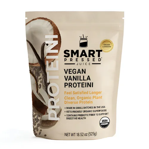 SMART Pressed Juice Vegan Vanilla Proteini | Proteína orgánica a base de plantas de primera calidad | Batido de proteína magra limpia | El mejor