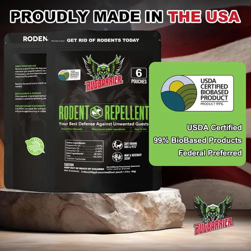 Miniatura 2 de Bolsas de disuasión repelentes de ratones extra fuertes, USDA 99% a base biológica, aceites de menta y romero repelen ratones que anidan