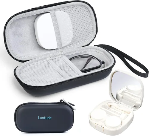 Miniatura 10 de Luxtude Estuche para Lentes de Contacto, Lindo Estuche para Gafas y Lentes de Contacto 2 en 1, Espejo Incorporado y Pinza y Botella de Solución