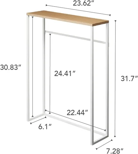 Miniatura 2 de YAMAZAKI Home - Mesa consola delgada – Mesa de entrada estrecha (24 pulgadas) con ganchos, mesa consola delgada ultra poco profunda para espacios
