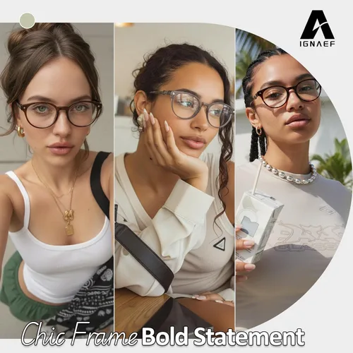 Miniatura 3 de IGnaef Gafas de bloqueo de luz azul para mujer, marco ovalado, gafas de luz azul para juegos, computadora, pantalla BL6216 C04 verdoso
