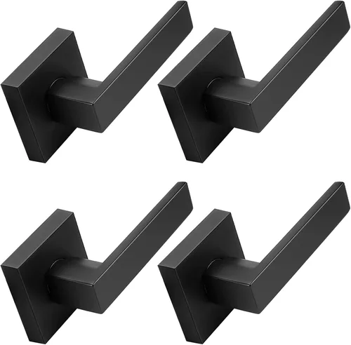 Miniatura 9 de Probrico Palancas Medias Ficticias Negro Mate, Pomos de Puerta Cuadrados que No Giran para Puertas de Mano Izquierda o Derecha, Manija de Puerta
