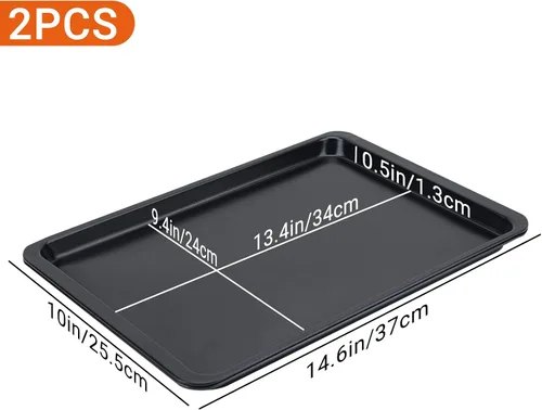 Miniatura 2 de Beasea Paquete de 2 bandejas para hornear, bandeja de galletas de 10 x 14.6 pulgadas, antiadherente, de acero al carbono, para horno, bandejas