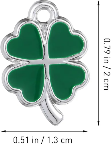 Miniatura 5 de Valiclud Adornos de cuatro hojas, 25 dijes de esmalte verde para hacer joyas, perfectos para manualidades, collares, pulseras y ocasiones especiales