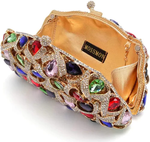 Miniatura 5 de MOSSMON Bolso de noche de lujo con diamantes de imitación de cristal