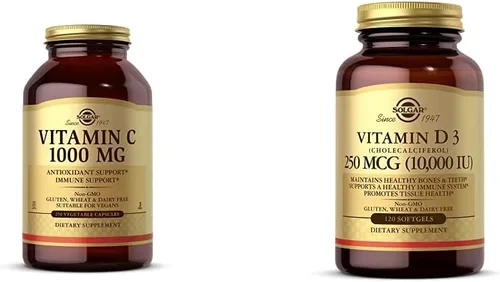 Solgar Vitamina C 1000 mg, 250 cápsulas vegetales - Antioxidante y apoyo inmunológico - Salud general - H con vitamina D3 (colecalciferol) 250 MCG