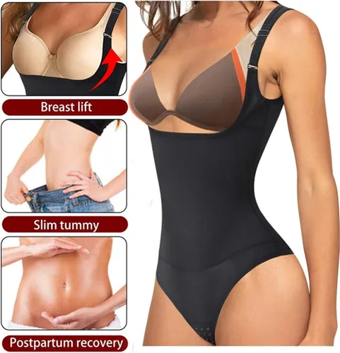 Miniatura 6 de Body moldeador de cintura para mujer, cuerpo completo, corsé para debajo del busto, faja moldeadora de busto abierto, control de abdomen