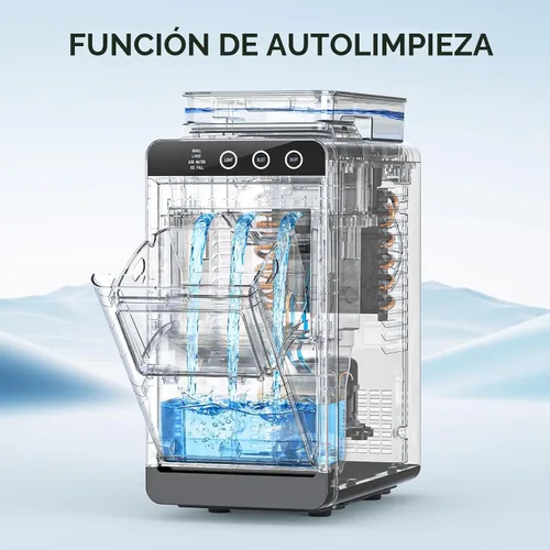 Miniatura 5 de COWSAR Máquina de hielo portátil con tanque de agua externo, 8 cubos en 6 minutos, 26 libras/24 horas, máquinas de hielo comerciales compactas