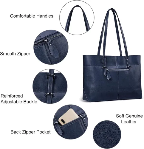Miniatura 6 de Bolso de hombro para mujer S-ZONE, de estilo clásico y cuero, versión mejorada.