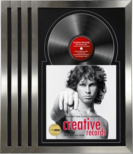 Miniatura 13 de Creative Picture Frames Marco para discos de Jukebox de 16 x 24 pulgadas con acabado de acero inoxidable de 12 pulgadas con doble paspartú blanco
