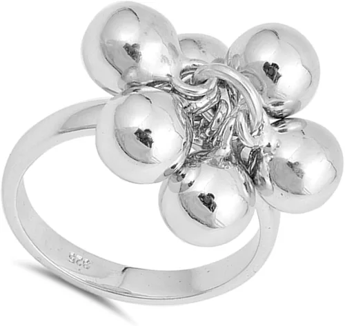 Miniatura 2 de Bead Bola y cadena para colgar Encanto Anillo Nueva Banda De Plata De Ley 925. Tamaños 510