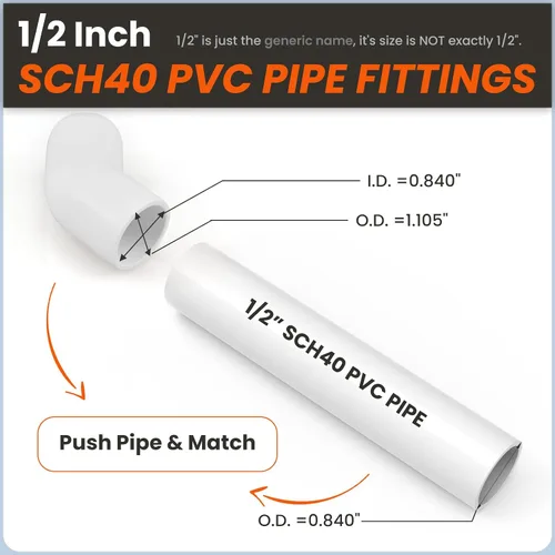 Miniatura 2 de SDTC Tech Paquete de 4 conectores de tubería de grado de muebles de 1/2 pulgada y 45 grados para estantes de PVC, estructura de soporte de jardín