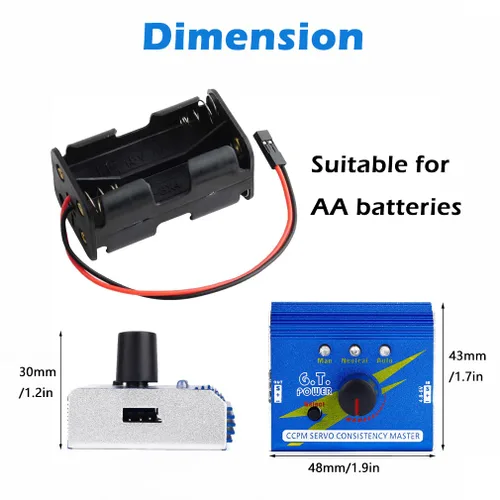 Miniatura 4 de Servo probador digital de 3 canales ESC Checker CCPM Control de velocidad de consistencia + 4 celdas AA estuche de soporte de batería