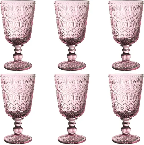 Miniatura 10 de Taganov Juego de 6 copas de vino vintage transparentes, 10 onzas, con tallo, bonitas copas de vidrio para bodas, fiestas, bar
