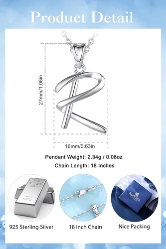 Miniatura 96 de EUDORA Collares de plata esterlina con inicial para mujer, regalos clásicos de 26 letras sin cuello para niñas, hermana, madre hija, cadena de 18