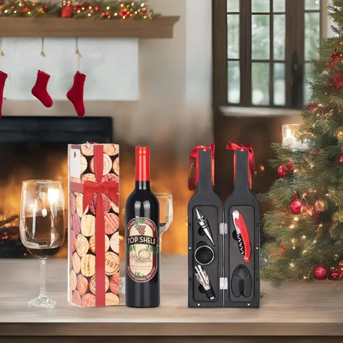 Miniatura 6 de Solaris Juego de 5 piezas de sacacorchos de vino de lujo con forma de botella en elegante caja de regalo, regalo de San Valentín para mujeres y Rojo