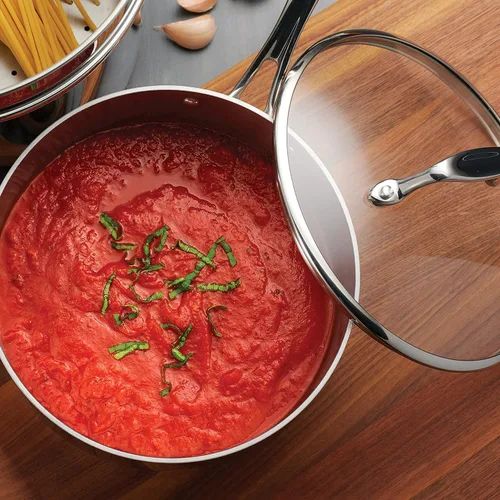 Miniatura 4 de Tramontina Tri-Ply Clad - Juego de 8 utensilios de cocina de acero inoxidable con tapas de vidrio, ollas y sartenes, listo para inducción, apto
