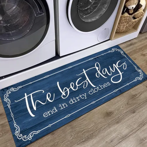 Miniatura 12 de KOZYFLY Alfombra Antideslizante para Lavandería de 20"x60", Alfombras de Cocina Lavables, Alfombra de Lavandería Impermeable, Alfombra para Marrón