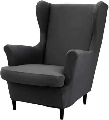 Miniatura 12 de Fundas para silla Wingback, 2 piezas, fundas elásticas para sillón de ala de color sólido con parte inferior elástica, protector de muebles
