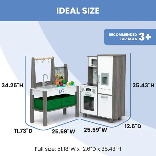 Miniatura 9 de Delta Children - Cocina de juguete de esquina todo en uno Gourmet - Juego de cocina de juguete con estufa segura y sin calor con luces, horno