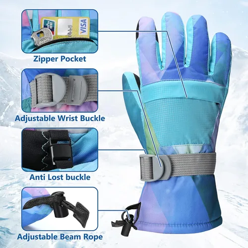 Miniatura 2 de Guantes de esquí, guantes de nieve impermeables y transpirables más cálidos para clima frío, se adaptan tanto a hombres como a mujeres, para padres
