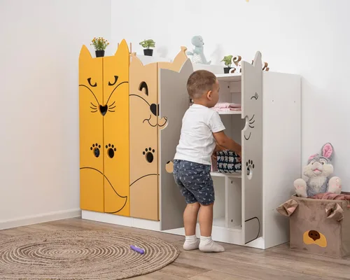 Miniatura 6 de Armario de vestir para niños pequeños fabricado en Europa, 9 colores de almacenamiento para niñas y niños, pintura a base de agua, armario de vestir