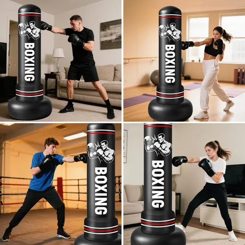 Miniatura 7 de Punching Bag for Adults with Stand, 74.8'' Free Standing Heavy Boxing Bag with Gloves and Pump for Men Women Teen Boys Girls Kickboxing Beginners