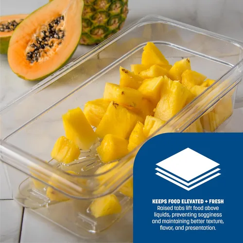 Miniatura 5 de Carlisle FoodService Products - Estante de drenaje de plástico para bandeja de comida de tamaño 1/3, transparente (paquete de 6)