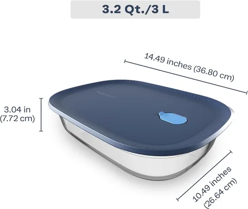 Miniatura 2 de Tupperware Voila Vidrio XL Rectangular para Almacenamiento de Alimentos – Cazuela Hermética, 3.2 qt / 3 L