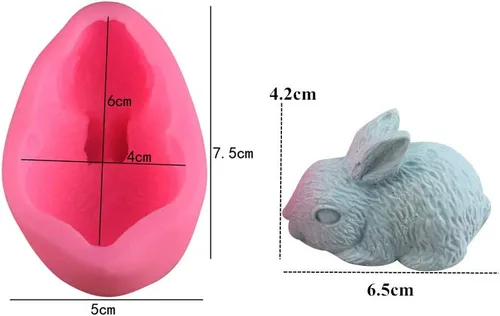 Miniatura 2 de HiParty Molde de silicona para jabón de conejo 3D, molde para decoración de pasteles, fondant, Sugarcraft, antiadherente, fácil de usar