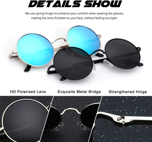 Miniatura 21 de CGID Gafas de sol unisex polarizadas redondas E01 Lennon