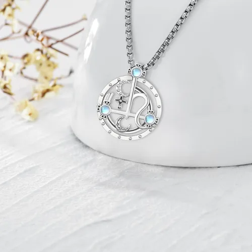 Miniatura 43 de Collar de pentagrama de plata de ley con triple luna, diosa celta, nudo celta, nudo de brujas, Ankh, sol y luna, Hécate, lilith, Santa Muerte