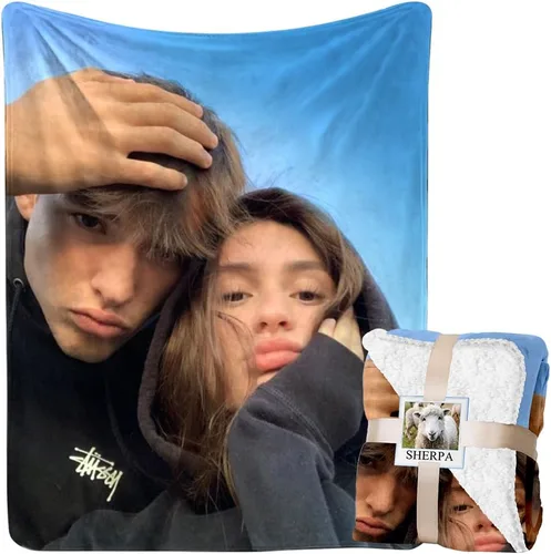 Mantas de fotos Sherpa más gruesas personalizadas con fotos cálidas, manta de forro polar para Navidad, cumpleaños, día de San Valentín, regalo de