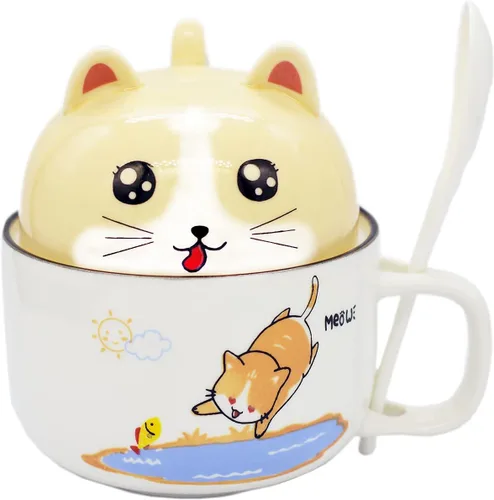 Miniatura 8 de Lindas tazas de café de cerámica Corgi con tapa y cuchara, diseño de perro encantador regalo para niños y niñas