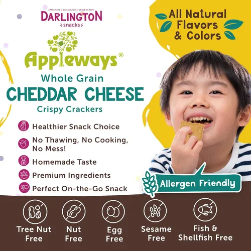 Miniatura 3 de Appleways Galletas de queso cheddar, patatas fritas de queso totalmente naturales envueltas individualmente, aperitivo de queso certificado Kosher