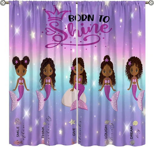 Miniatura 16 de YCness Cortinas afroamericanas para niños, tratamientos de ventana de niña negra afro para dormitorio, lindas cortinas de bailarina bailarina rosa
