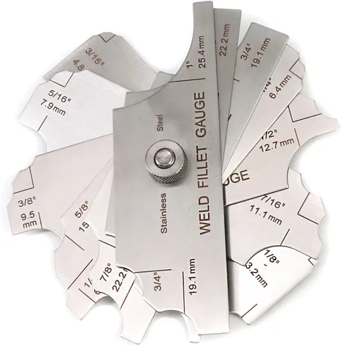Miniatura 6 de Medidor de soldadura de filete de acero inoxidable calibre Rl calibre 1/8 ''-1 '' prueba de inspección de soldadura Unlar métrica y pulgada Precisa