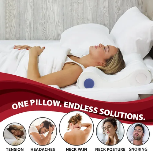 Miniatura 2 de Core Products Almohada cervical de doble núcleo seleccionada, soporte ortopédico para el cuello con 4 rollos ajustables para aliviar el dolor