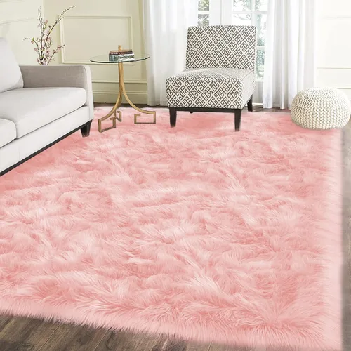 Miniatura 33 de Latepis - Tapete rectangular de piel sintética tipo lana de oveja suave, esponjosa y lavable para sala de estar, dormitorio, sala de juegos o Blanco