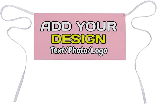 Miniatura 10 de Delantal de cintura personalizado con 3 bolsillos para añadir foto, texto, logotipo, nombre, camarera