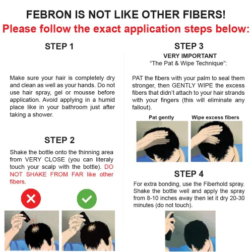 Miniatura 9 de FEBRON Fibras capilares para el cabello fino marrón oscuro para mujeres y hombres, corrector de pérdida de cabello, polvo para el cabello, base