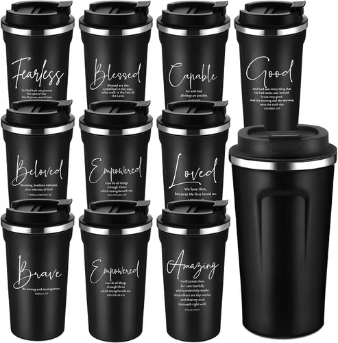 Meanplan Juego de 10 vasos de 17 onzas con versículo bíblico, regalo cristiano para el Día del Padre, vaso inspirador para hombres, padre, iglesia,