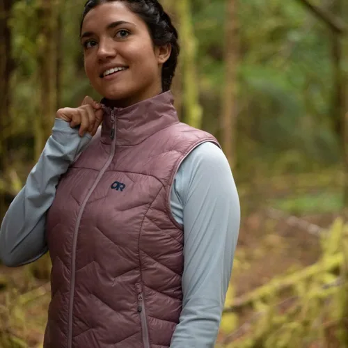 Miniatura 7 de Outdoor Research Chaleco ligero SuperStrand para mujer, chaleco resistente al viento y con aislamiento