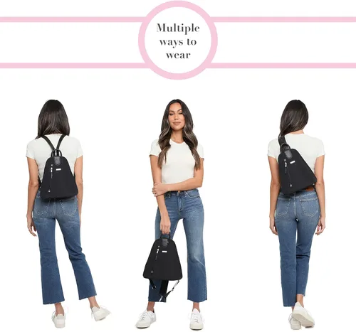 Miniatura 7 de Baggallini Mochila Metro para mujer con pulsera RFID para teléfono, Guepardo negro, talla única